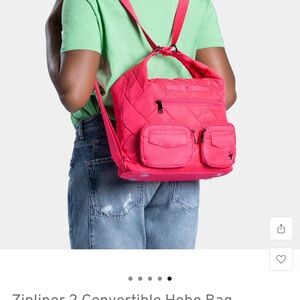 LUG Zipliner 2 Convertible Hobo Bag ~Magenta~NWOT